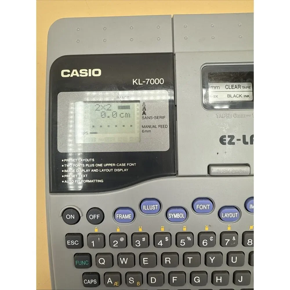 Casio KL-750 EZ-Label Printer Thermal Label Maker 2 Line Powers On